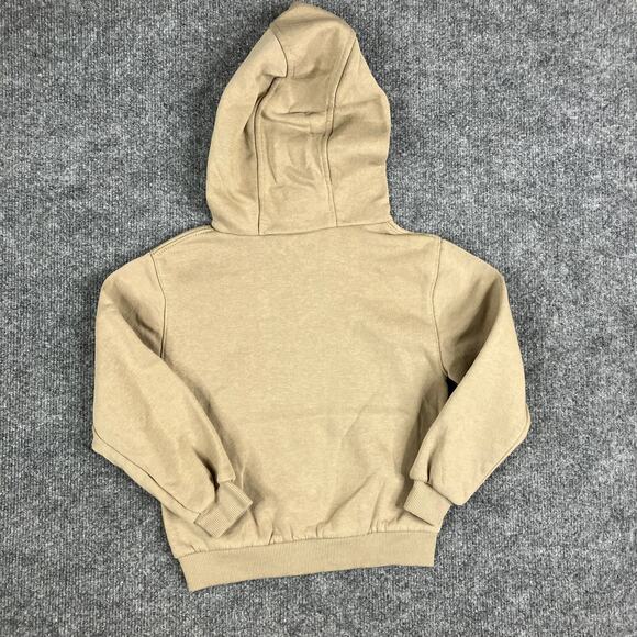 Nike Hoodie Boys Size 4T Tan Pullover Sweatshirt Logo Graphic Fleece Warm - Picture 4 of 5